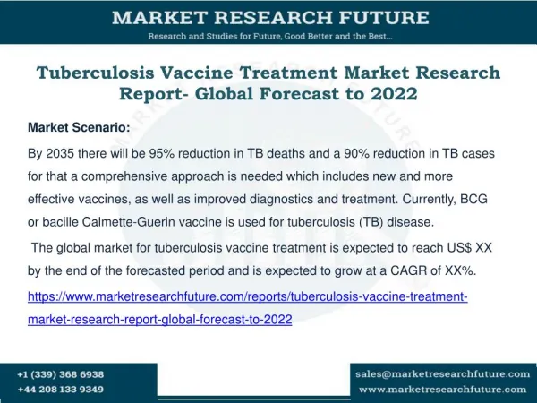 Tuberculosis Vaccine Treatment Market Research Report- Global Forecast to 2022