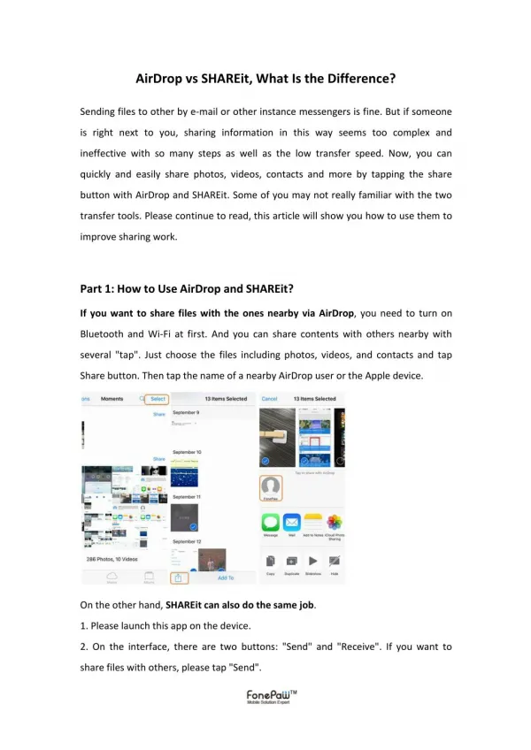 AirDrop vs SHAREit, What Is the Difference?