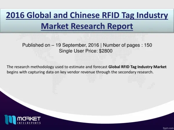 RFID Tag Industry: the US is one of the major market for RFID applications and sales in future