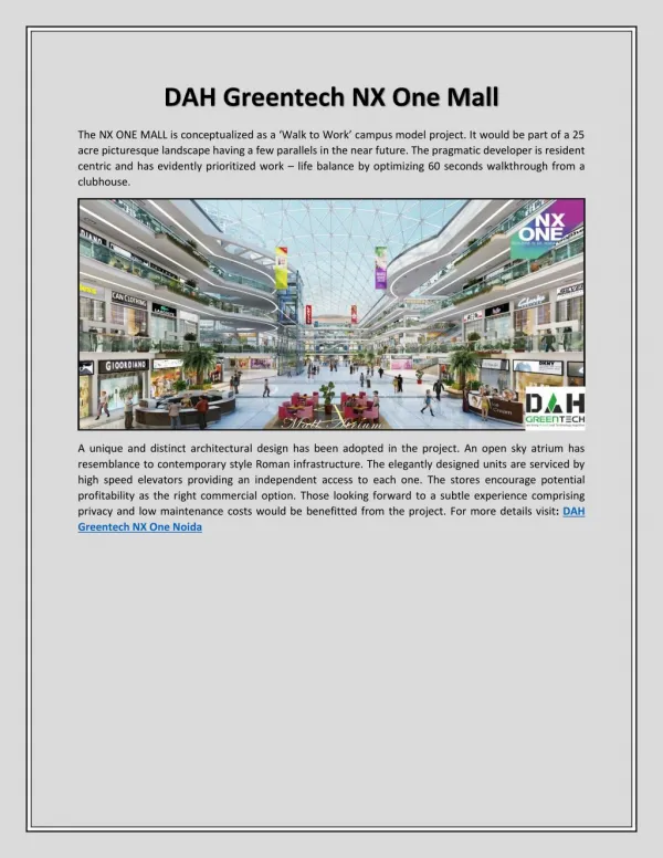 DAH Greentech NX One Mall