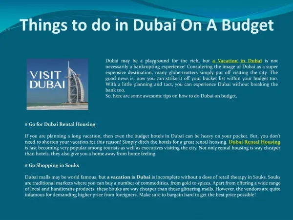 Things to do in Dubai On A Budget