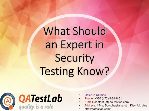 What Should an Expert in Security Testing Know?