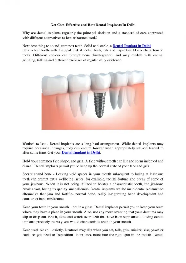 Get Cost-Effective and Best Dental Implants In Delhi