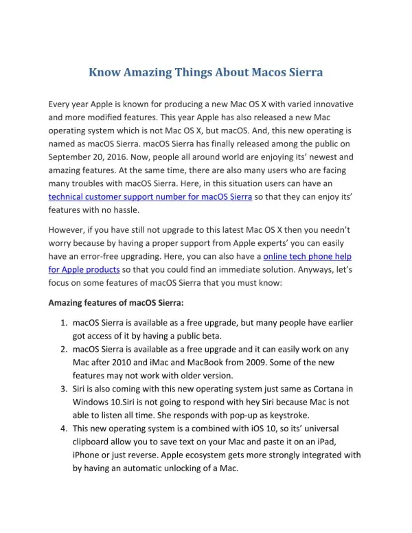 Know Amazing Things About Macos Sierra