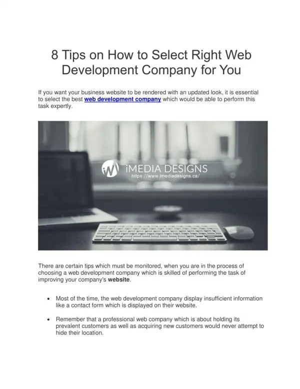 8 Tips on How to Select Web Development Company | iMedia Design