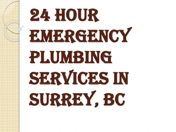 24 Hour Emergency Plumbing Services