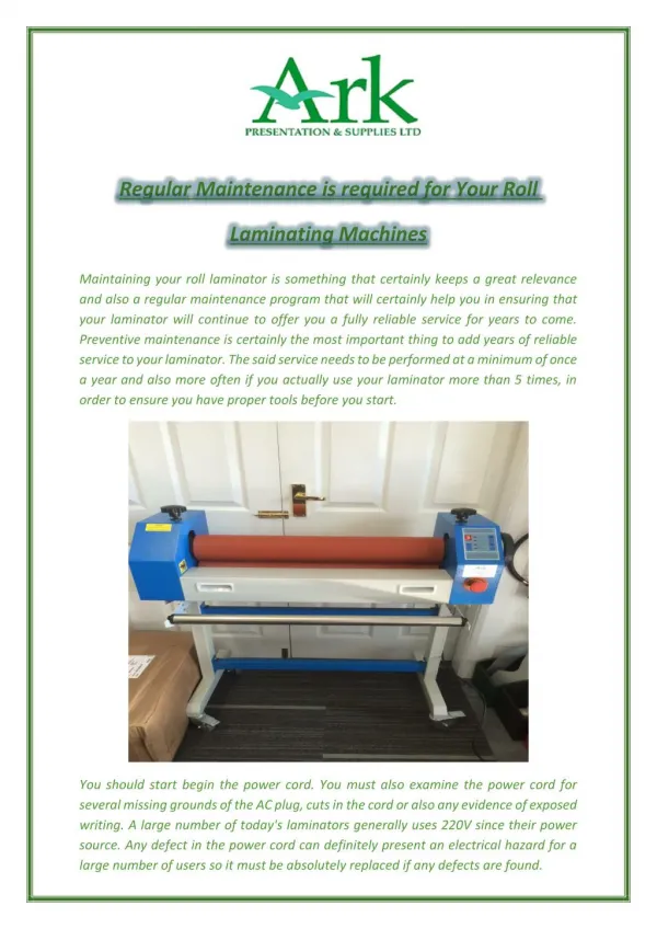 Regular Maintenance is required for Your Roll Laminating Machines