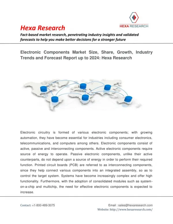 Electronic Components Market Size, Share, Growth, Industry Trends and Forecast Report up to 2024: Hexa Research