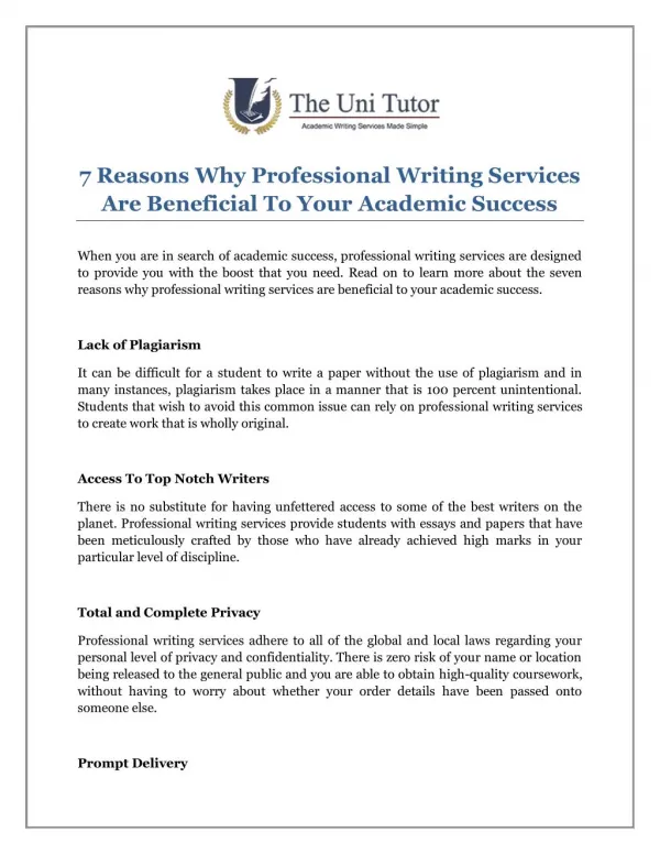 7 Reasons Why Professional Writing Services Are Beneficial To Your Academic Success