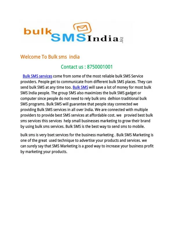 Advantage of using Bulk SMS Services