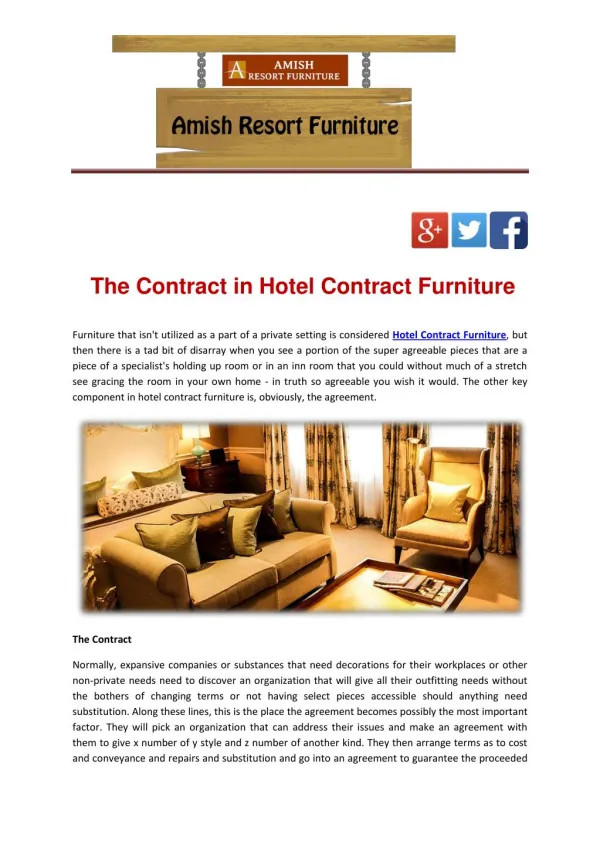 The Contract in Hotel Contract Furniture