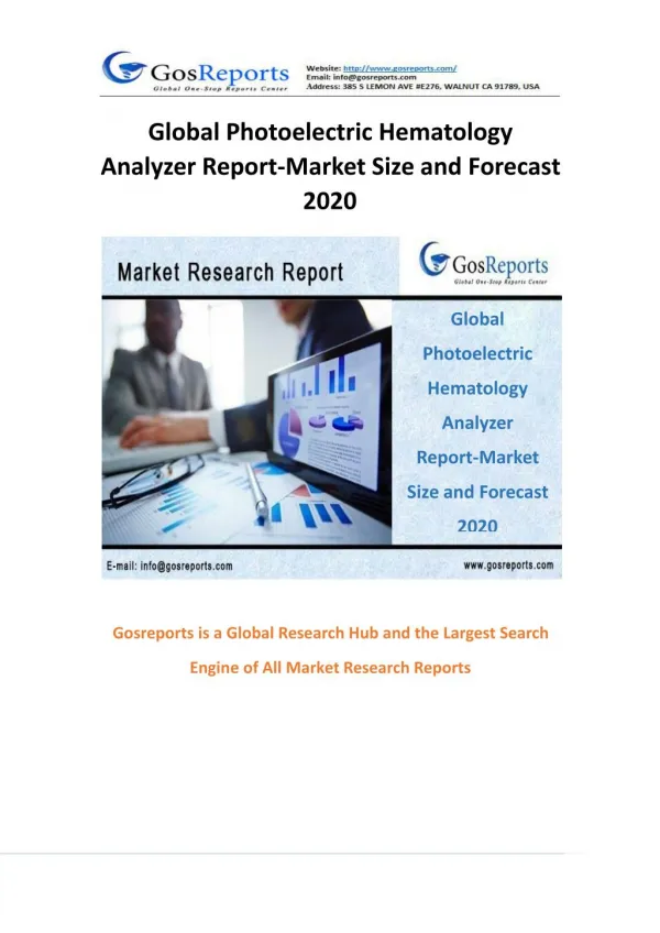 Global Photoelectric Hematology Analyzer Report-Market Size and Forecast 2020