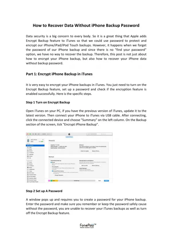 How to Recover Data Without iPhone Backup Password