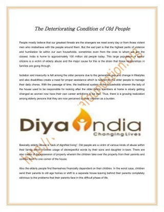 The Deteriorating Condition of Old People - slide 1