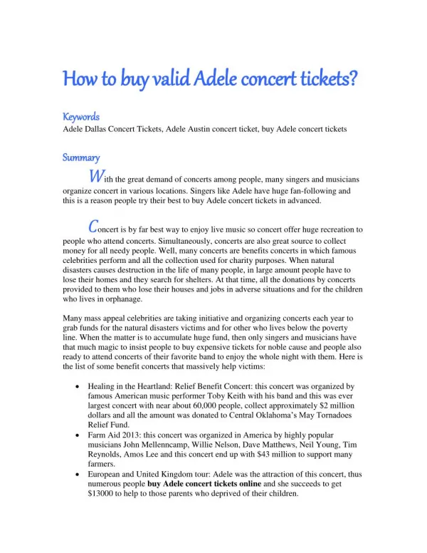How to buy valid Adele concert tickets?