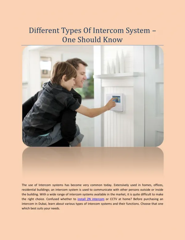 Different Types Of Intercom System – One Should Know