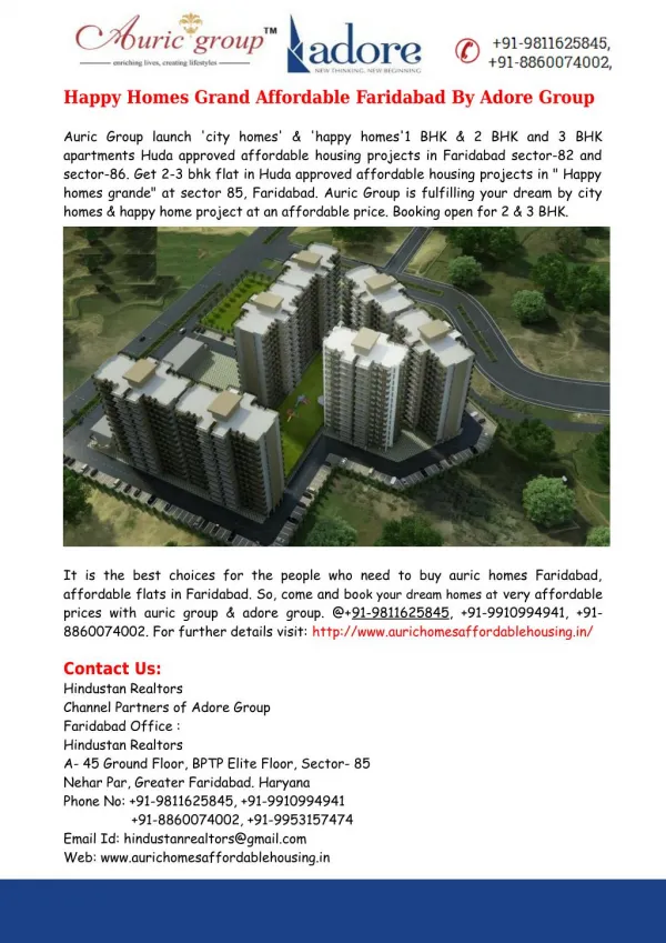 Happy Homes Grand Affordable Faridabad By Adore Group