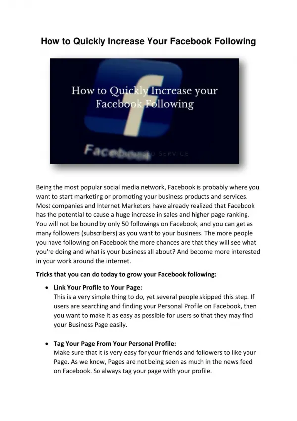 How to Quickly Increase Your Facebook Following