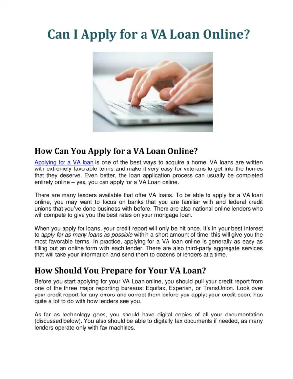Can I Apply for a VA Loan Online?