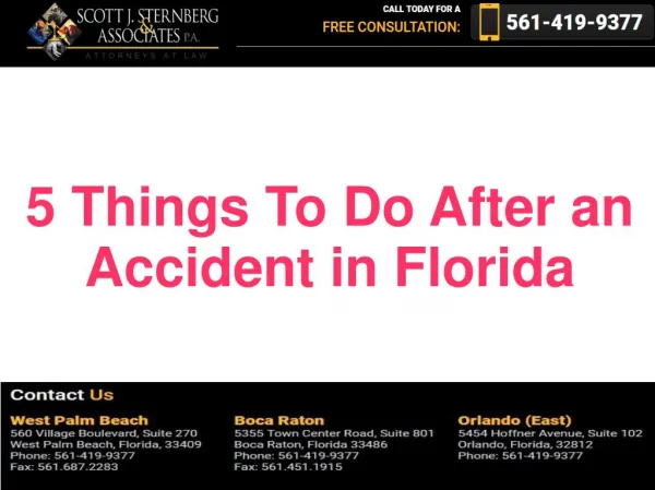 Top 5 Things To Do After an Accident in Florida