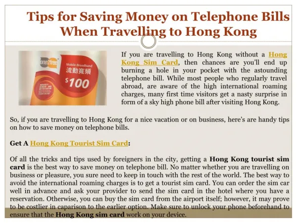 Tips for Saving Money on Telephone Bills When Travelling to Hong Kong