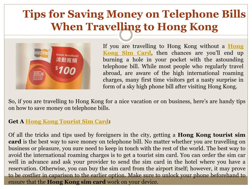 tips for saving money on telephone bills when travelling to hong kong