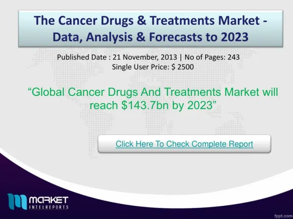 World Cancer Drugs & Treatments Market Trends & Growth 2023