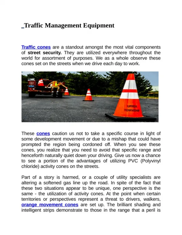 Importance of Traffic Cones