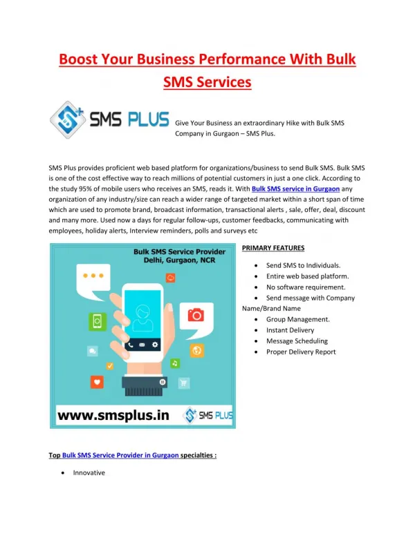 Boost Your Business Performance with Bulk SMS Services in Gurgaon