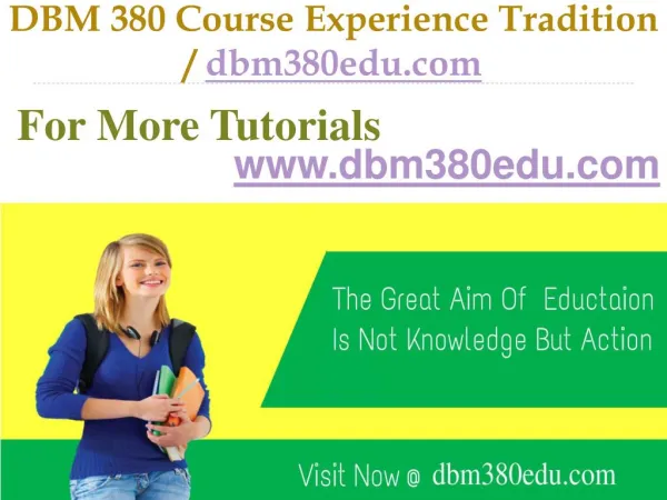DBM 380 Course Experience Tradition / dbm380edu.com