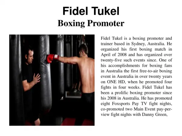 Fidel Tukel - Boxing Promoter