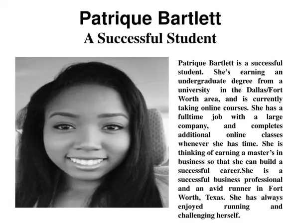 Patrique Bartlett - A Successful Student