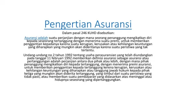 pengertian asuransi