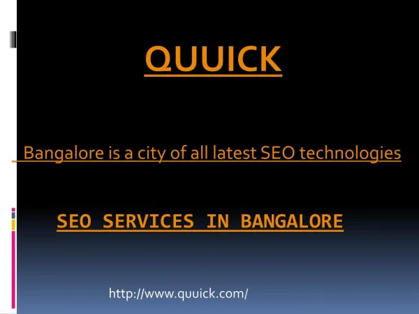 Seo Services In Bangalore | Seo Companies in Bangalore | Quuick