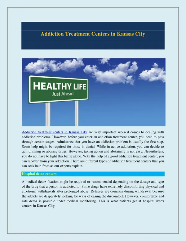Addiction Treatment Centres in Kansas City