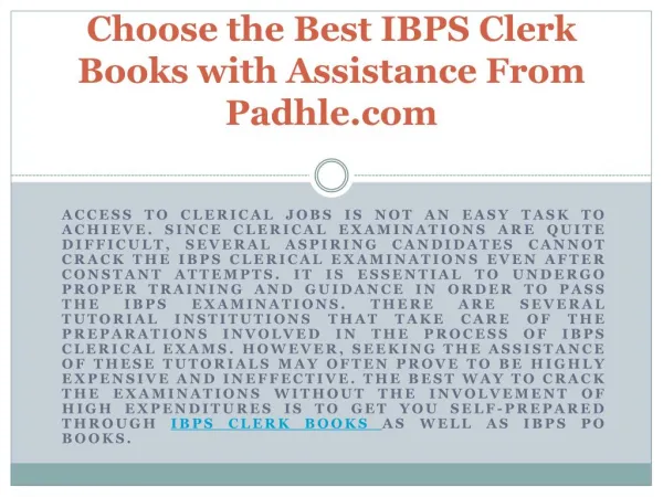 Choose the Best IBPS Clerk Books with Assistance From Padhle.com