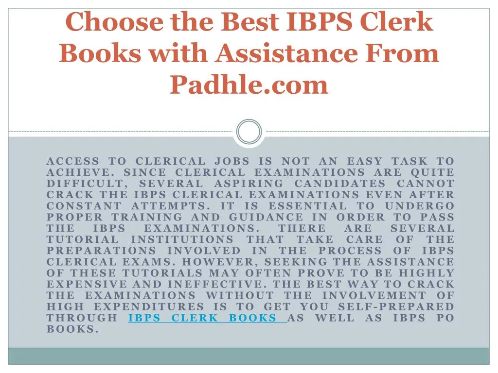 choose the best ibps clerk books with assistance from padhle com