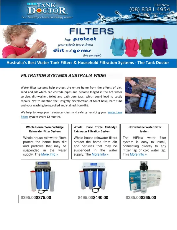 Australia's Best Water Tank Filters & Household Filtration Systems - The Tank Doctor