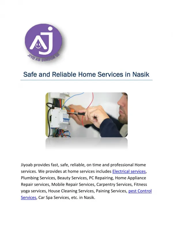 Safe and Reliable Home Services in Nasik