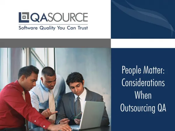 People Matter - Consideration When Outsourcing QA