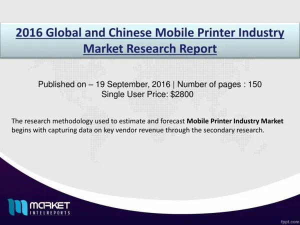 Forecasting and Research Analysis on the Mobile Printer Industry Market