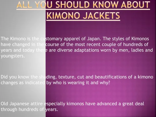 Things That You Should Know About Kimono Jackets