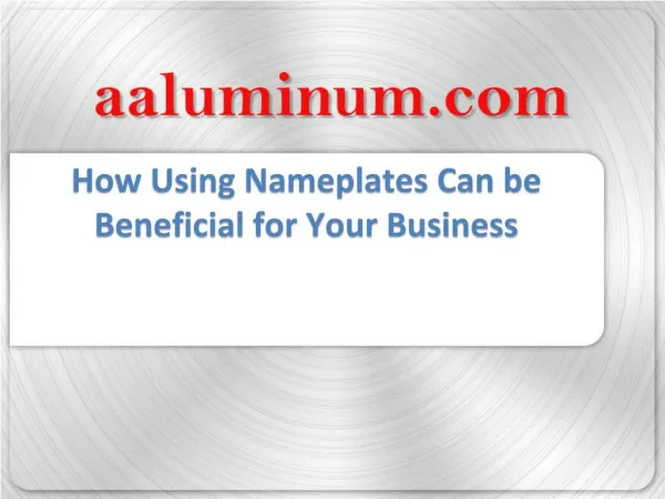 How Using Nameplates can be Beneficial for your Business