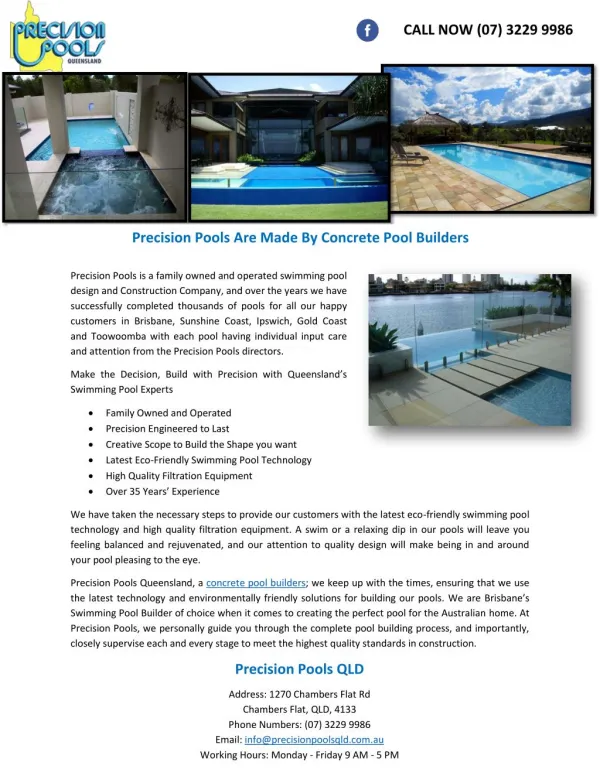 Precision Pools Are Made By Concrete Pool Builders
