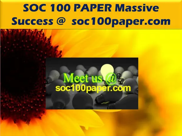 SOC 100 PAPER Massive Success @ soc100paper.com