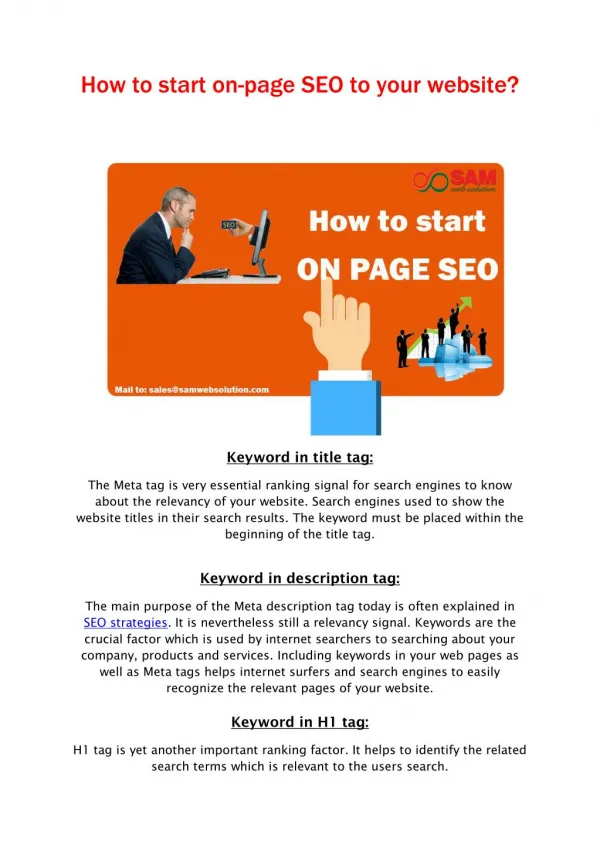 How to start on-page SEO to your website?