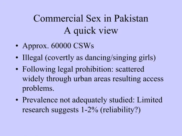 Commercial Sex in Pakistan A quick view