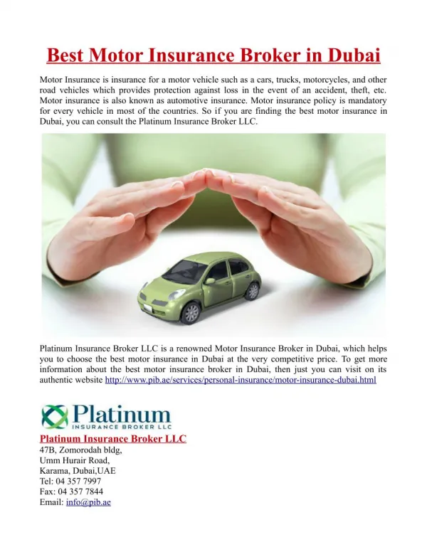 Best Motor Insurance Broker in Dubai