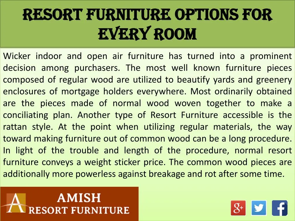 resort furniture options for every room