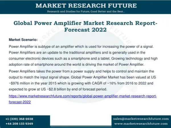 Global Power Amplifier Market Research Report- Forecast 2022
